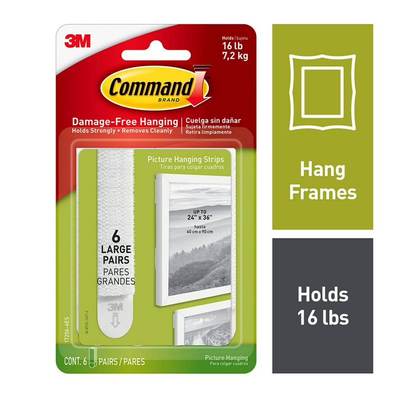 Command Large Picture Hanging Strips, Damage Free Hanging Picture Hangers, No Tools Wall Hanging Strips for Living Spaces, 24 Adhesive Strip Pairs (48 Strips) - Image 2